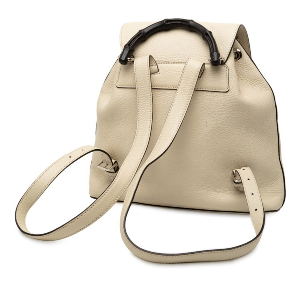 GUCCI Authentic White Leather Bamboo Backpack - Picture 2 of 7